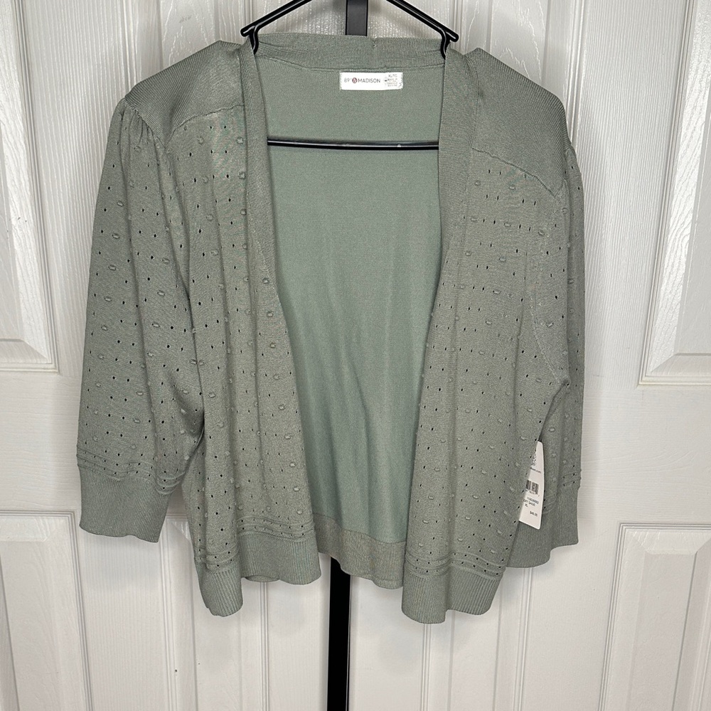 89th & Madison Light Green Open Cardigan